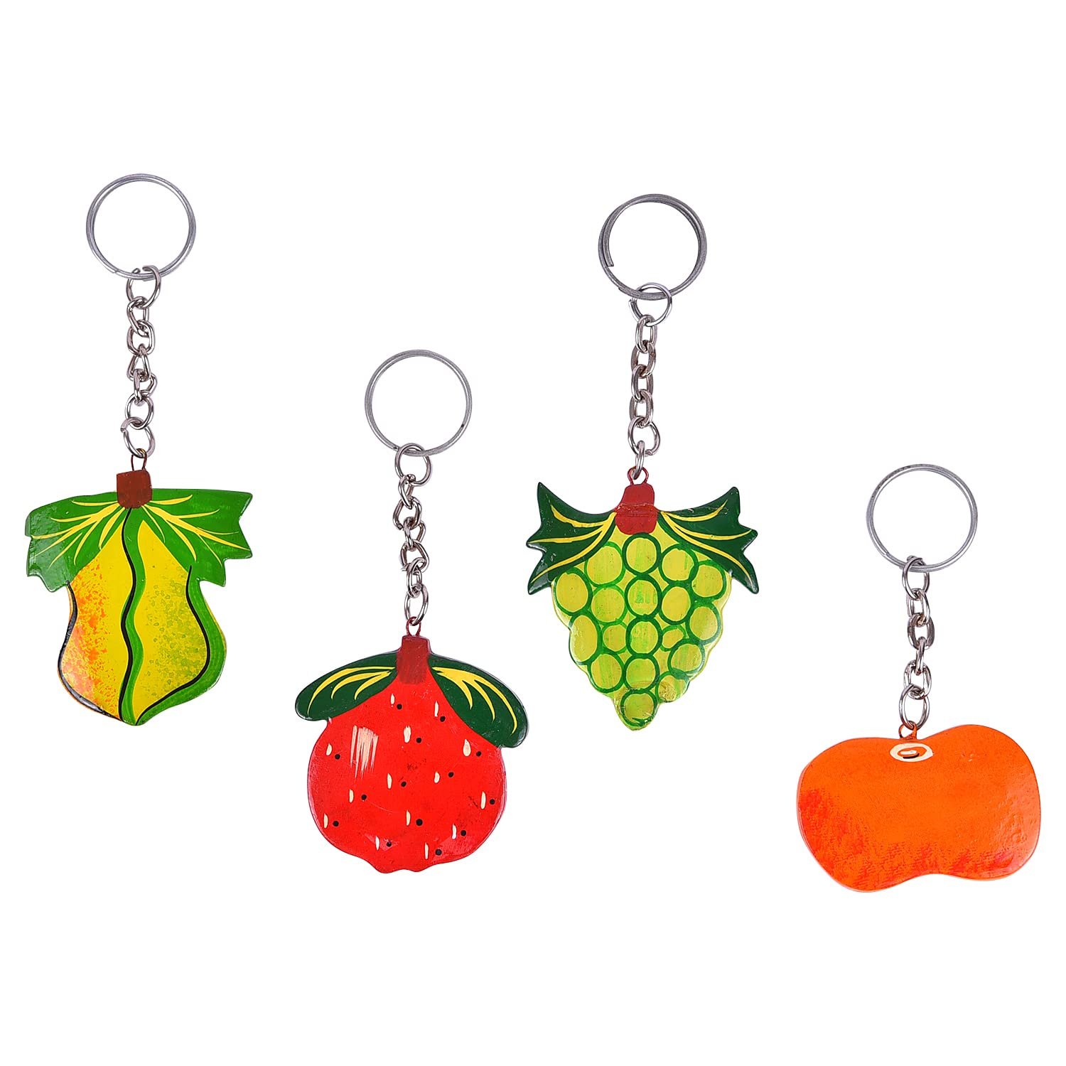 Wooden Handcrafted Key Chain, Fruit Collection  Set of 4