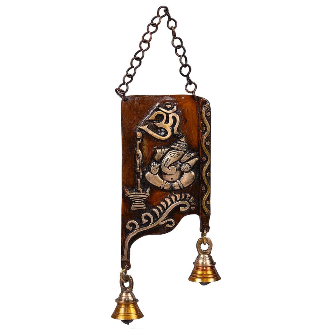 Brass Wall Decor Ganesha Hanging with Bell