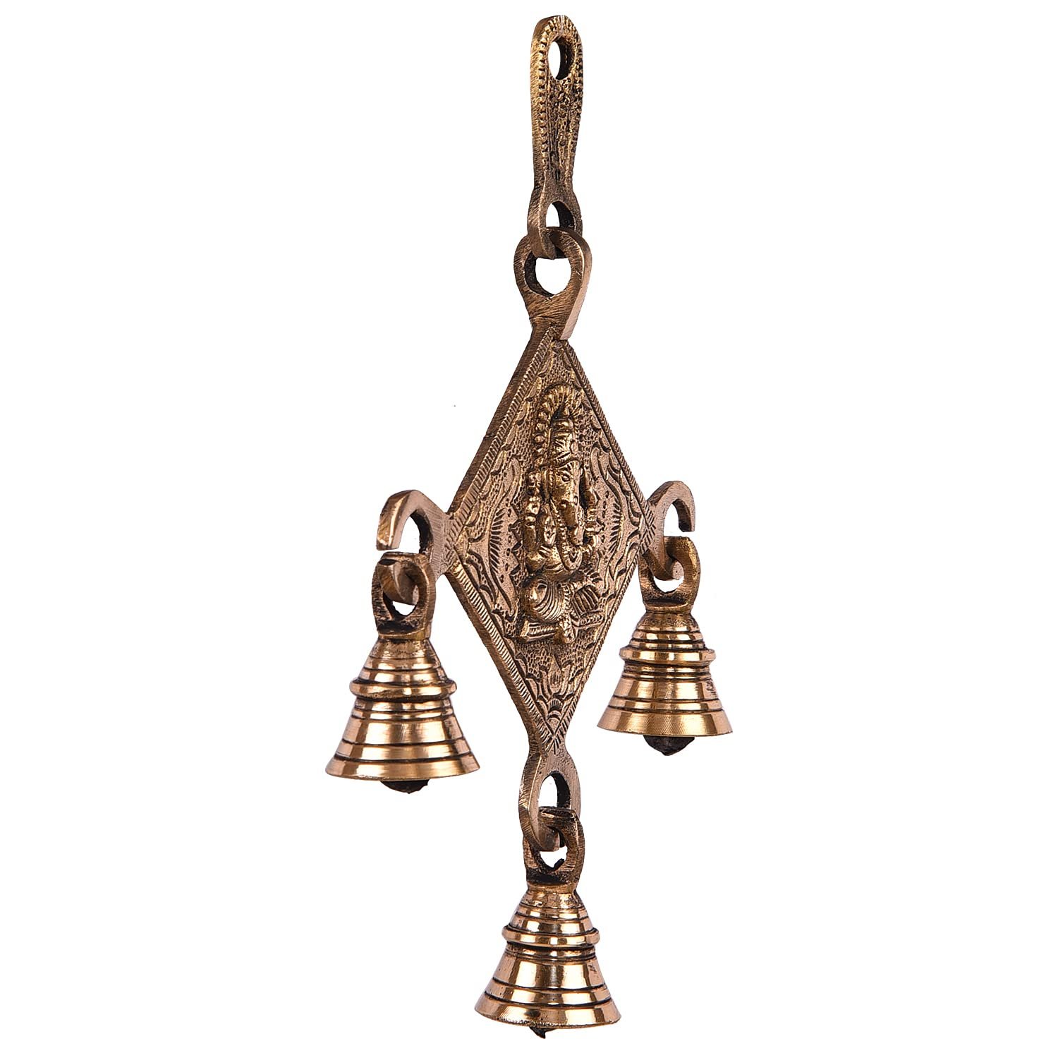 Brass Wall Decor Ganesha with 3 Bells
