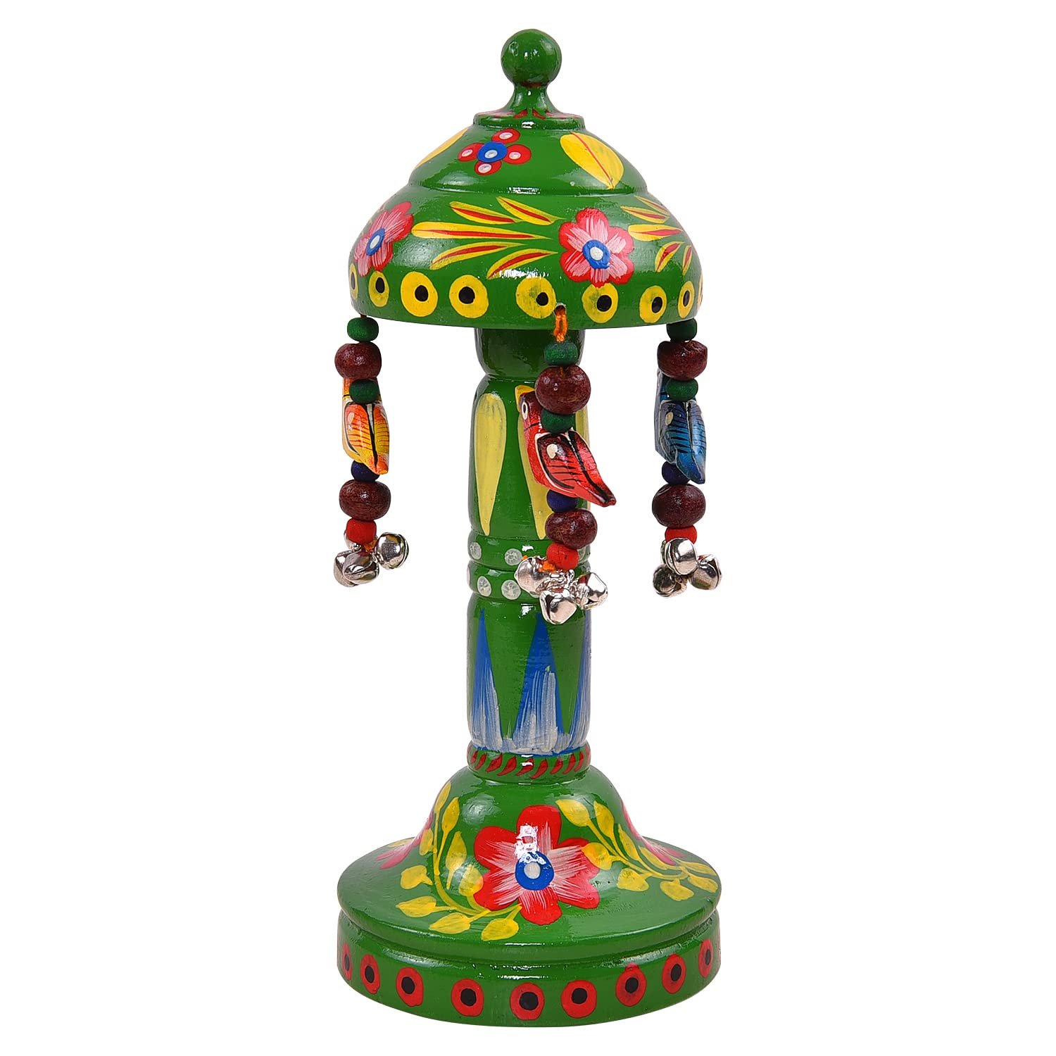 Wooden Hand Painted Jhoomar (Green) Swing Toy for Toddlers