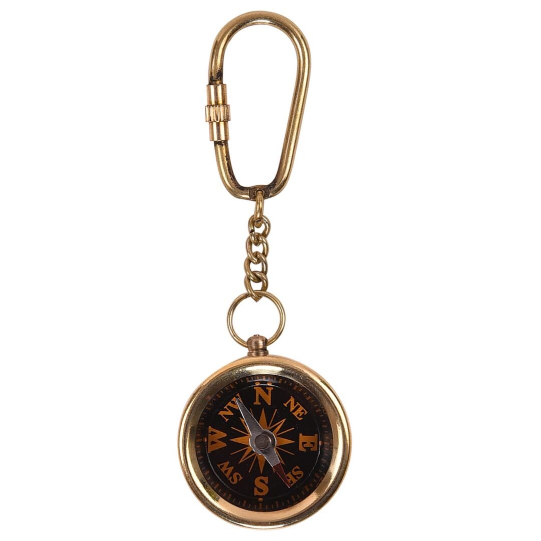Brass Key Chain Compass
