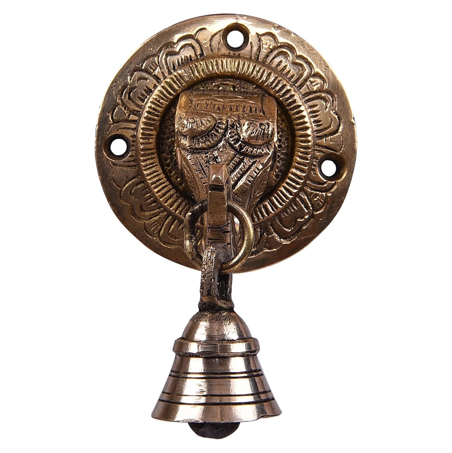 Brass Wall Decor Elephant with Bell  Small