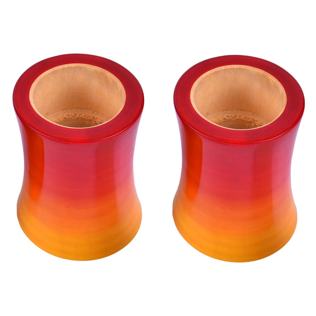 Wooden Lacquer Multi T-Lite Holder  Set of 2 (Red/Yellow)