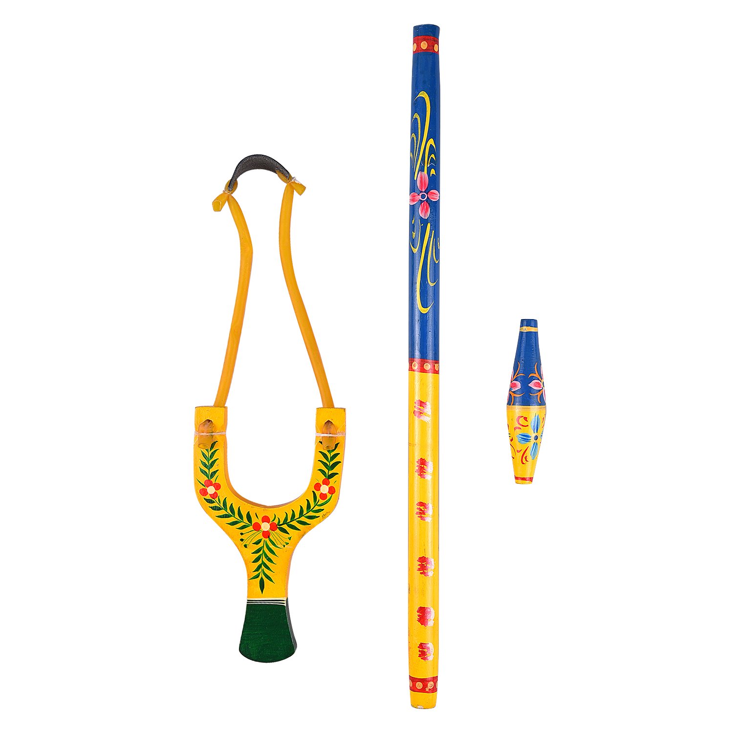 Gilli Danda and Gulel Blue Native toys (The Stick & Peg and Slingshot)