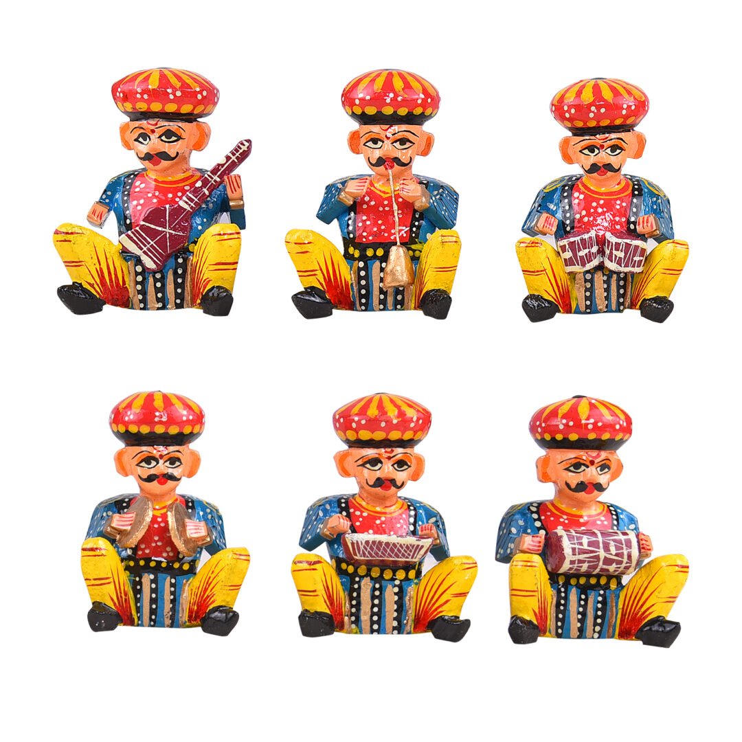Banarasi Wooden Music Man Set of 6 Sml